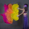 1 Pair Women Real Silk Belly Dance Fan Veils - Handmade Long Bamboo Fans for Professional Dancing 180cm * 90cm (Left+Right) (Gradual Yellow) view 3
