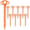 COBARYEN Tent Stakes Ground Anchors Screw in, 10 Pack Sand Stakes for Beach 9.4 Inch Heavy Duty Spiral Tent Pegs for Camping, Party, Hiking, Outdoor Decoration (10, Orange) view 1