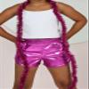 ERDEM KIDS Girls Metallic Hot Shiny Sparkly Party Dance Outfits Casual Sport Atletic Shorts Pants(MS Fuschia 8-9 Years) view 3