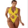 ebossy Women's Monokini Swimsuit Sexy Halter Plunge V Neck Cutout Bikini Bathing Suits (12, Yellow) view 1