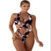 ebossy Women's Monokini Swimsuit Sexy Halter Plunge V Neck Cutout Bikini Bathing Suits (10, Floral-6) view 1