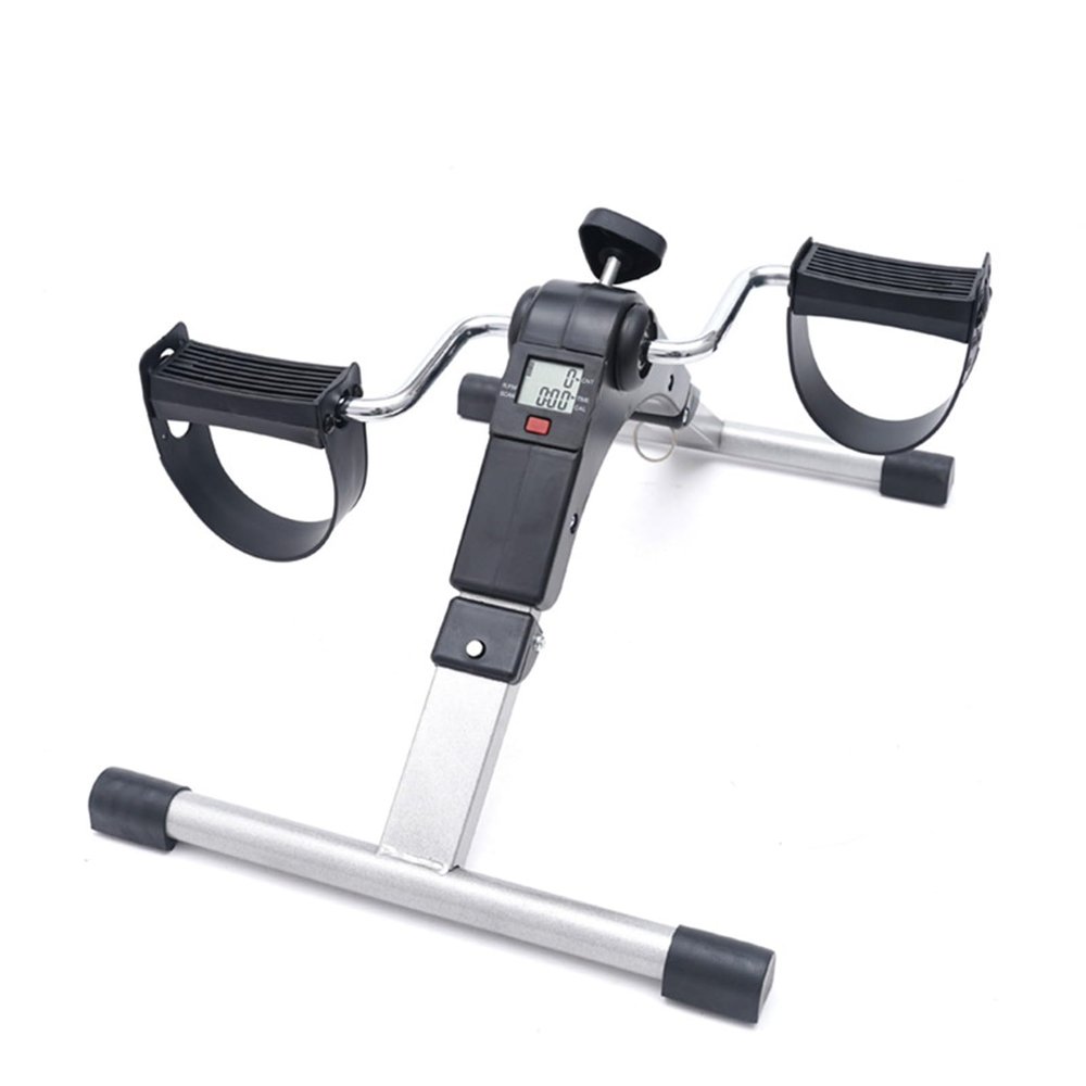 Mini Exercise Bike Under Desk, Portable Home Fitness Pedal Exerciser Bike, Arm Leg Folding Fitness Cycling with LCD Monitor and Adjustable Resistance