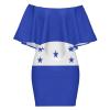 Elegant Casual Long Dress Honduras Flag Off Shoulder Summer Sunshine Beach Skirts for Womens M view 1