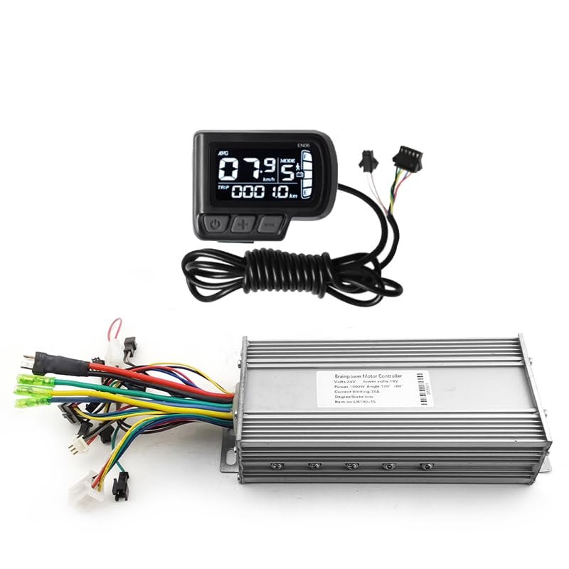 L-faster 750W 1000W Bike Brushless Motor Controller with LCD Display Speedometer Screen Voltmeter for Escooter Bicycle (EN06, 36V1000W)