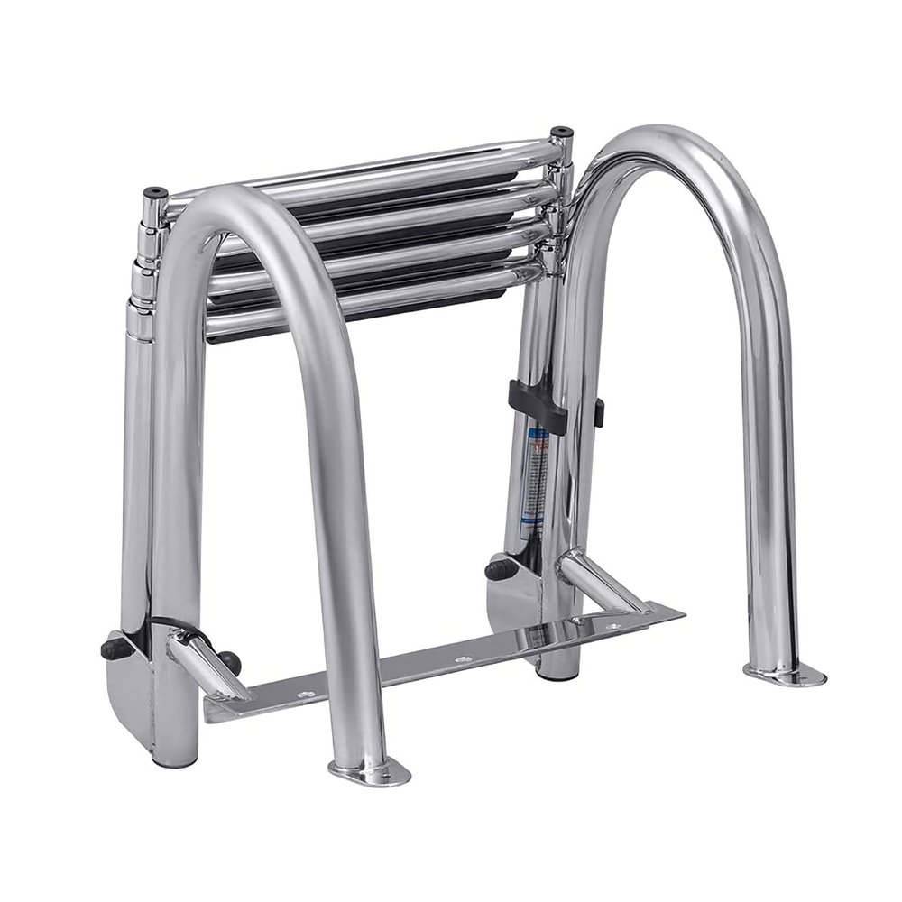 Swimming Pool Dock Ladder Marine Yacht Pontoon Boat Swim Deck Ladder, Telescopic Collapsible Pool Ladder, 4-Step Ladder for Fishing Boat & Yacht