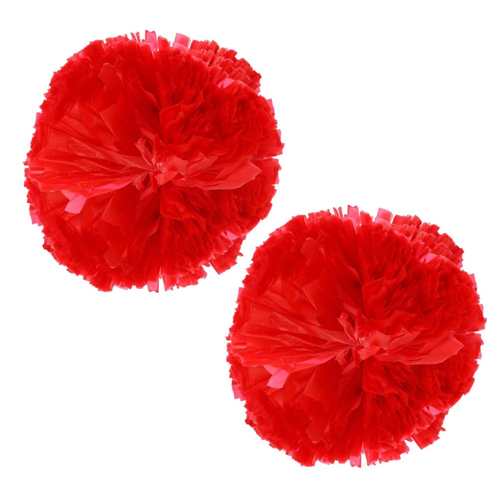 Parliky 2pcs Cheerleader Pom Poms Red Dance Accessories for School Sports Lightweight and Washable Cheerleading for Team