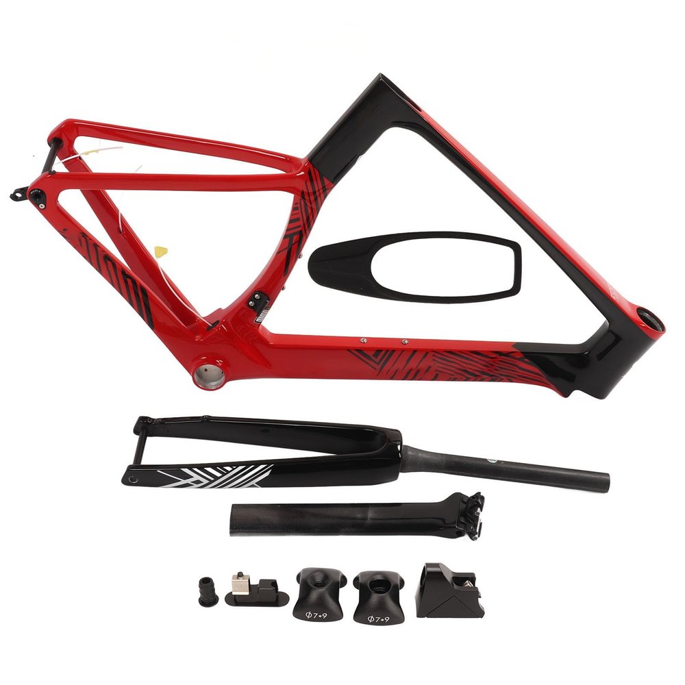 XHTLLO Carbon Fiber Road Bike Frame Assembly Kit with Internal Routing Disc Brake and Front Fork Stem(XL-56CM)