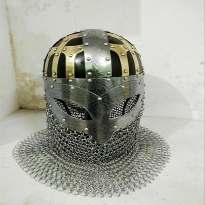 Medieval Giermundbu Helmet with Chain-Mail Helmet