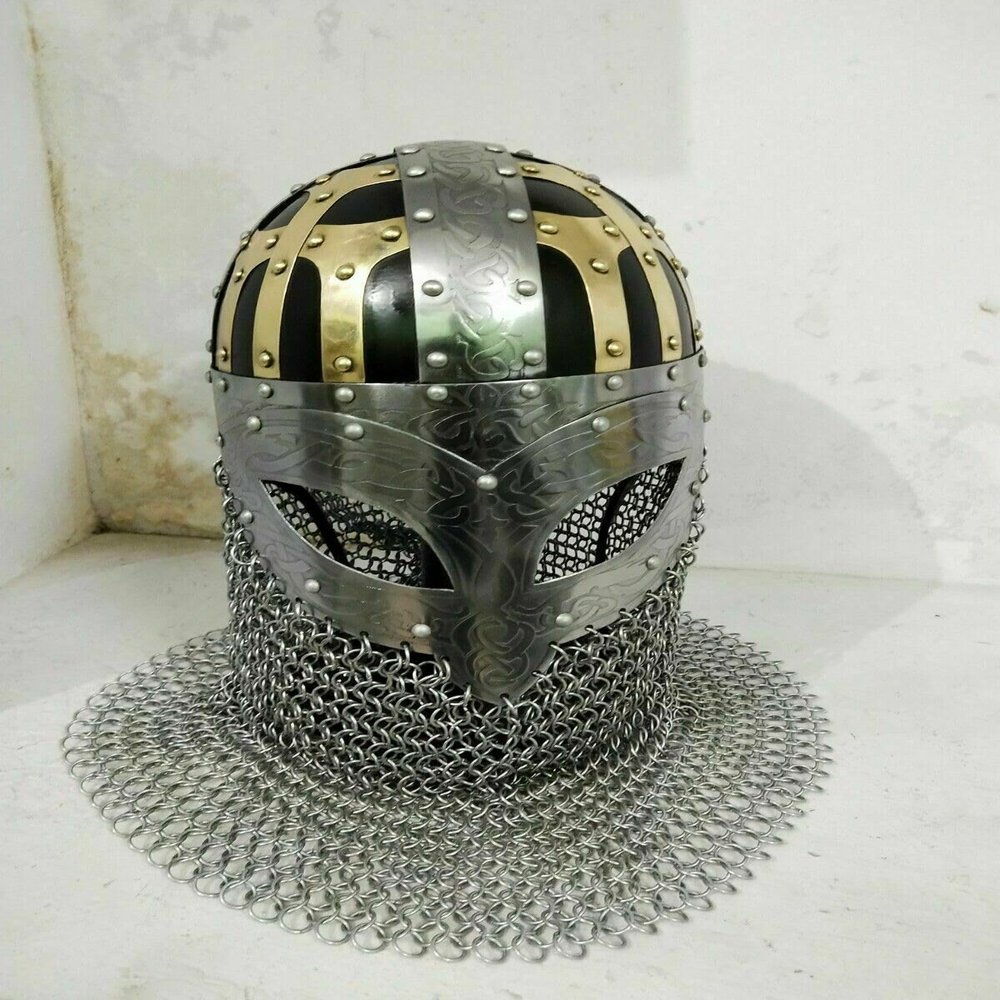 Medieval Giermundbu Helmet with Chain-Mail Helmet
