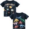 ALEXZV Toddler Boy' Shirts 2 Packs Dinosaur Short Sleeve Tops T-Shirt Size for 3-6 Years (US, Age, 4 Years, Solar System Dinosaurs)