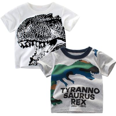 ALEXZV Toddler Boy' Shirts 2 Packs Dinosaur Short Sleeve Tops T-Shirt Size for 3-6 Years (US, Age, 6 Years, Tyrannosaurus)