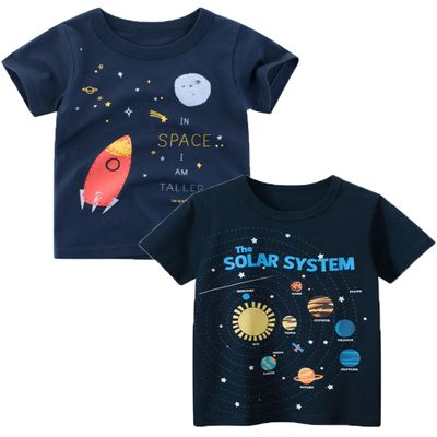 ALEXZV Toddler Boy' Shirts 2 Packs Dinosaur Short Sleeve Tops T-Shirt Size for 3-6 Years (US, Age, 4 Years, Black)