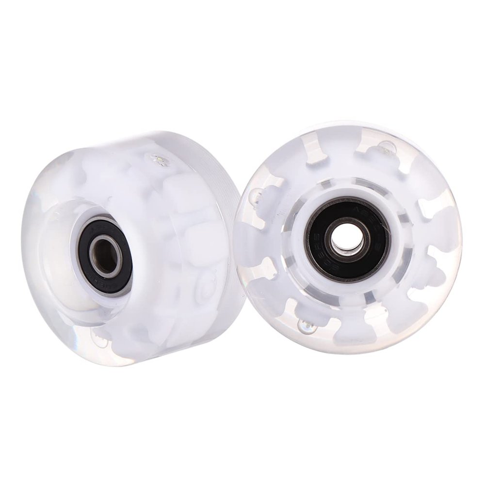 BESPORTBLE 2pcs Wear-resistant Double Row Roller Skate Wheels with Bearings for Outdoor Skating Flashing Wheels for Smooth Performance and Asphalt Skating Supply Accessories