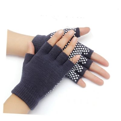 Outanaya Non- Knitted Workout Gloves for Yoga and Sports Half Finger Cotton Design Breathable and Comfortable for Enhanced Grip for Activities Dark Grey