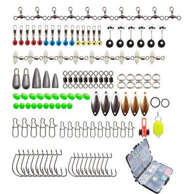 Cuoyuqie 183pcs Carolina Rig Texas Rig Bass Fishing Tackle Kit Worm Weight Swivels Bead