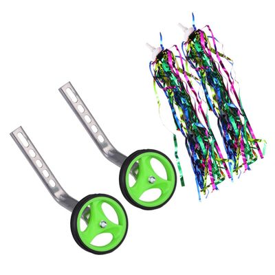 balacoo Bike Training Wheels for Boy Girl Durable Auxiliary Wheels with Green Rack Easy to Install Balance Stabilizer for Boy Girl for Learning to Ride