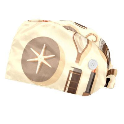 2-Pc,Bouffant Nurse Hats,Scrub Cap Adjustable Scrub Hats with Sweatband,Beach Travel Hat Camera