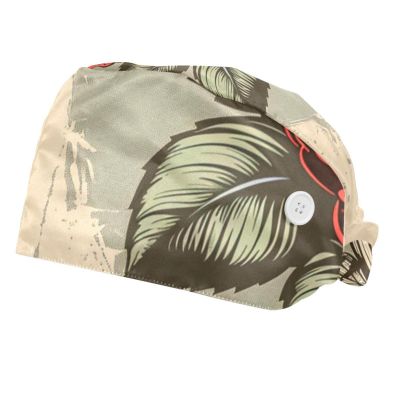 2-Pc,Bouffant Nurse Hats,Scrub Cap Adjustable Scrub Hats with Sweatband,Vintage Background with Roses