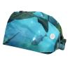 2-Pc,Bouffant Nurse Hats,Scrub Cap Adjustable Scrub Hats with Sweatband,Angry Shark in Forest Ocean view 1