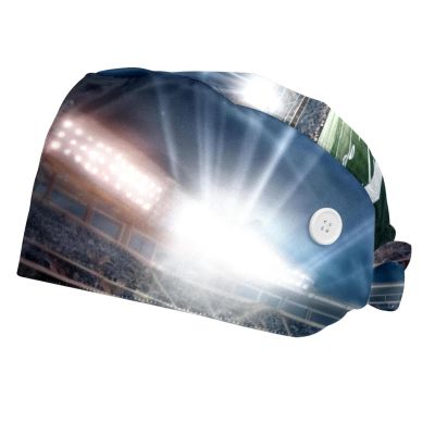 2-Pc,Bouffant Nurse Hats,Scrub Cap Adjustable Scrub Hats with Sweatband,American Football Soccer Stadium