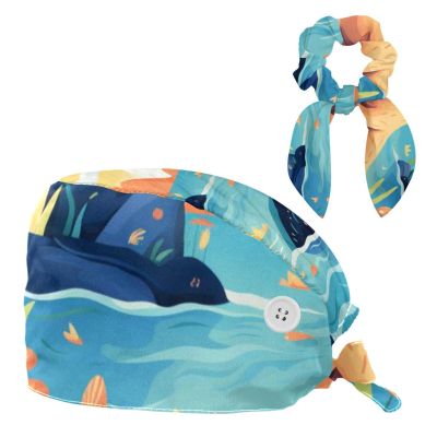 Nursing Hats,Working Cap with Buttons and Cotton Sweatband,Ocean Seal Art Animal Pattern