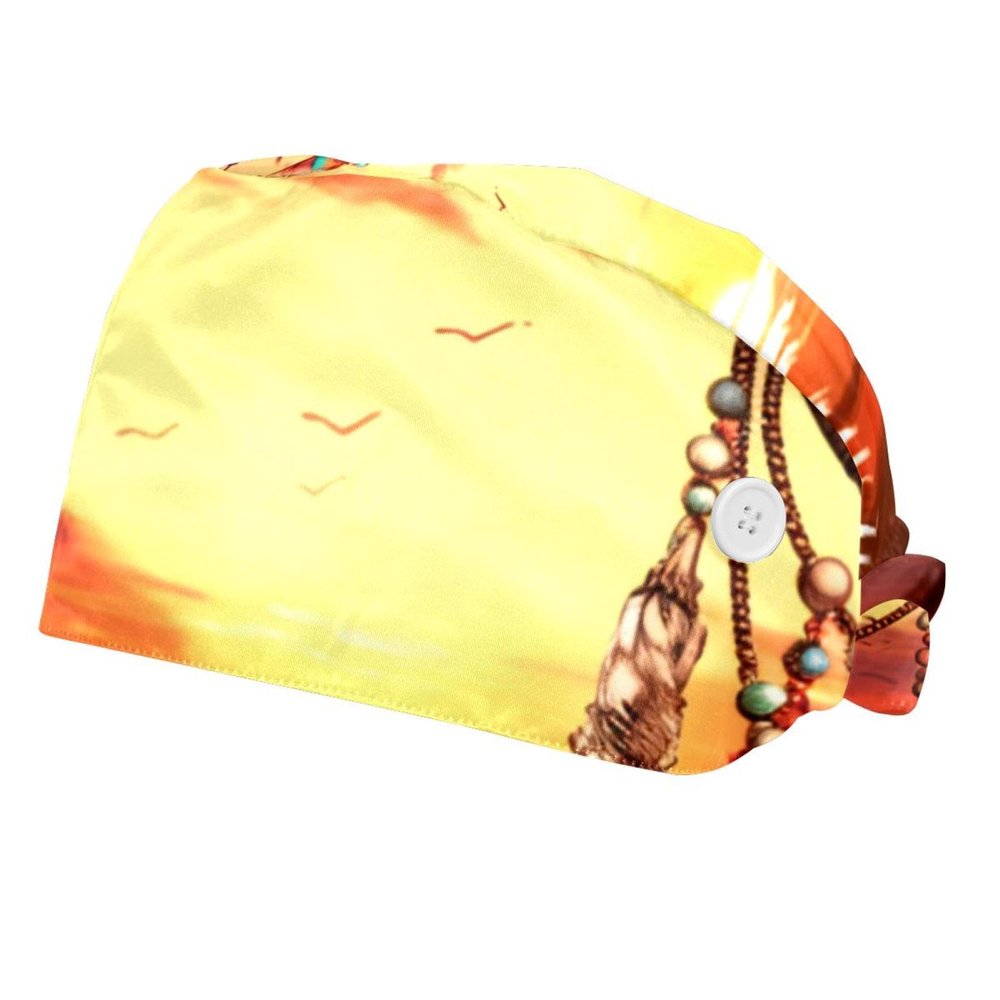 2-Pc,Bouffant Nurse Hats,Scrub Cap Adjustable Scrub Hats with Sweatband,Follow Your Dream Dreamcatcher