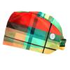 YTYVAGT 2-Pc,Bouffant Nurse Hats,Workout Hat with Buttons and Cotton Sweatband,Abstract Geometric Colored Lattice Patte view 1