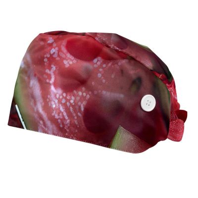 2-Pc,Bouffant Nurse Hats,Scrub Cap Adjustable Scrub Hats with Sweatband,Food Fruit Watermelon