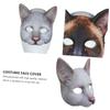 VICASKY 2pcs Unisex Realistic Cat Half Face Covers for Halloween Carnival Masquerade Brown White Animal Masks for Costume Parties and Festivals view 2