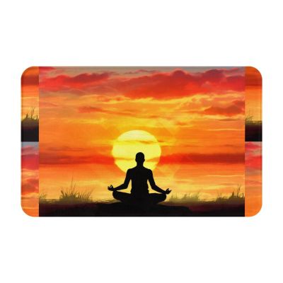 ZLKYYZDP Yoga Meditation Print Flannel Anti-Slip Mat 20x31.5in - Full-Frame Single-Sided Printed