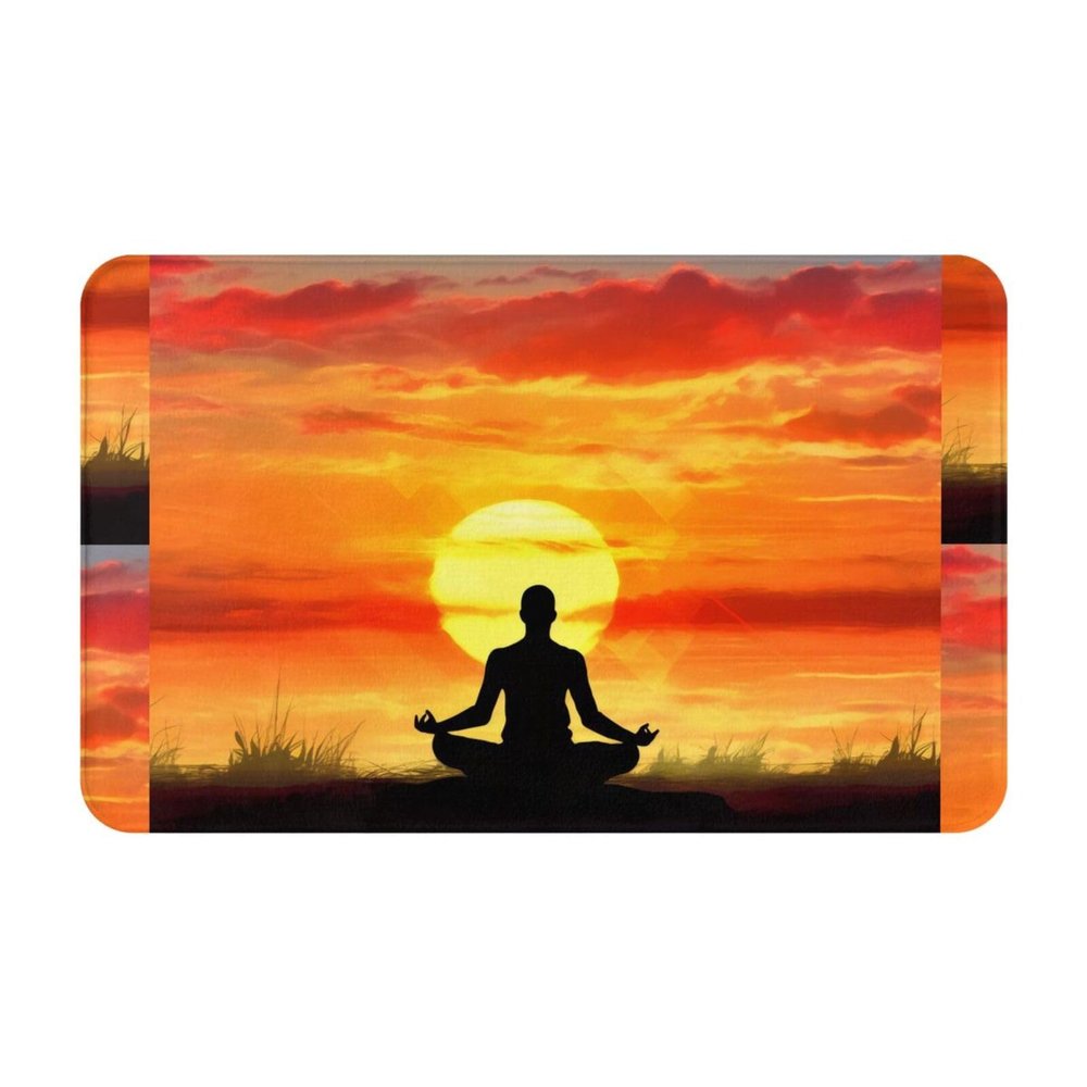ZLKYYZDP Yoga Meditation Print Flannel Anti-Slip Mat 20x31.5in - Full-Frame Single-Sided Printed