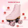 MEIGLQEA Roller Skates for Girls & Women, Cozy PU Leather Pink & Purple Light Up Skates - Indoor/Outdoor, Youth Beginner Girls (36-US Women 6/ Youth 5, Pink) view 2