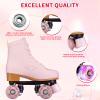 MEIGLQEA Roller Skates for Girls & Women, Cozy PU Leather Pink & Purple Light Up Skates - Indoor/Outdoor, Youth Beginner Girls (36-US Women 6/ Youth 5, Pink) view 3
