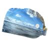 2-Pc,Bouffant Nurse Hats,Scrub Cap Adjustable Scrub Hats with Sweatband,Sand Beach Wave Sea view 1