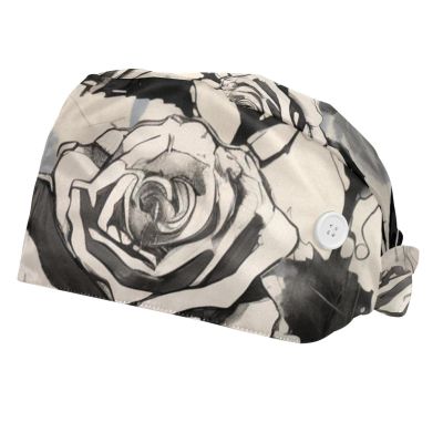 2-Pc,Bouffant Nurse Hats,Scrub Cap Adjustable Scrub Hats with Sweatband,Vintage Print Flowers