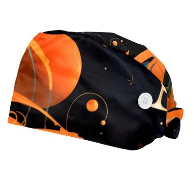 2-Pc,Bouffant Nurse Hats,Scrub Cap Adjustable Scrub Hats with Sweatband,Abstract Painting Cartoon Space