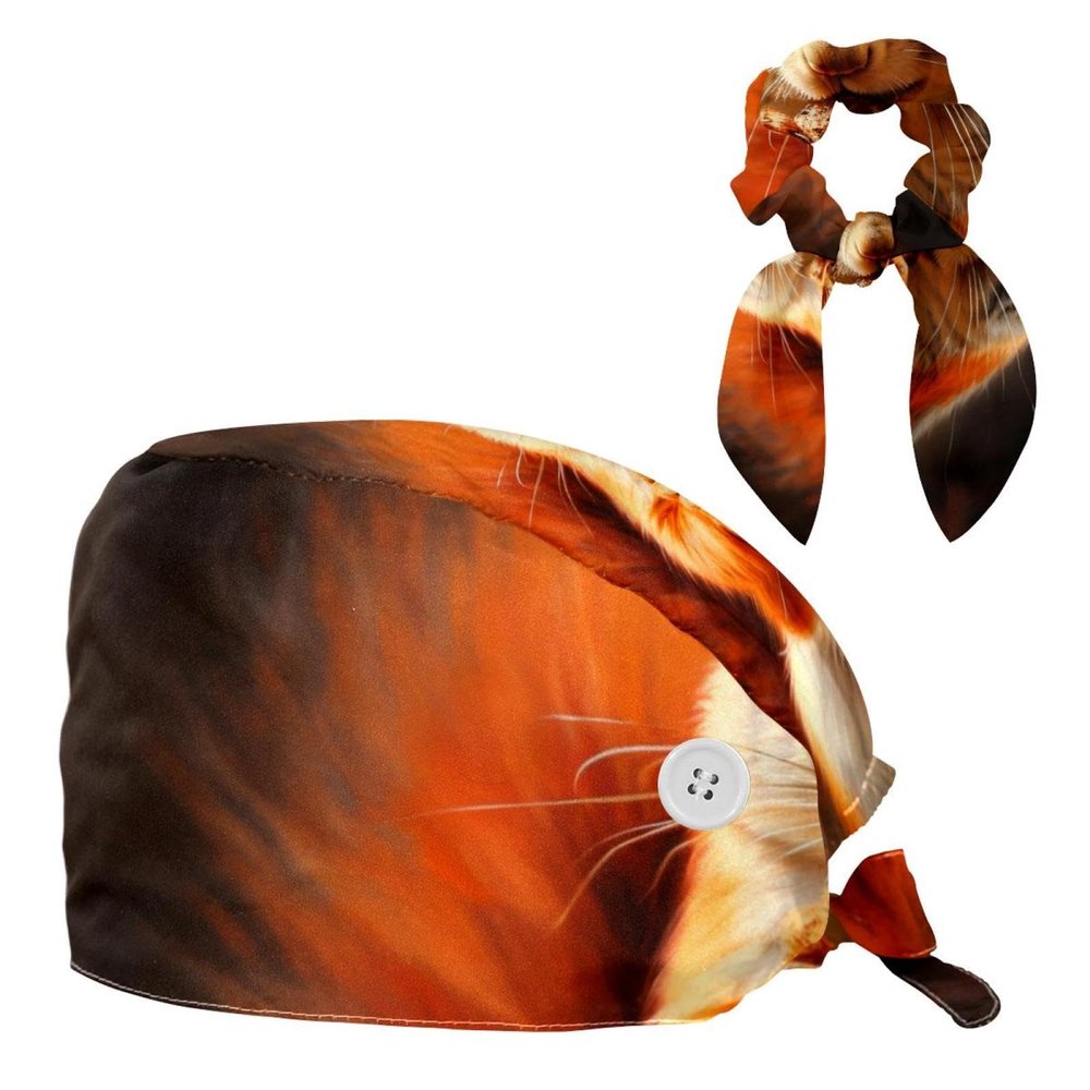 Nursing Hats,Working Cap with Buttons and Cotton Sweatband,Animal Cute Eating Nuts