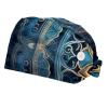 2-Pc,Bouffant Nurse Hats,Scrub Cap Adjustable Scrub Hats with Sweatband,Blue Mandala view 1