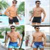 KANAV 4 Pack Men's Athletic Swim Jammers Quick Dry Square Leg Swim Briefs Competitive Swimsuit Black/Blue view 2
