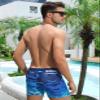 KANAV 4 Pack Men's Athletic Swim Jammers Quick Dry Square Leg Swim Briefs Competitive Swimsuit Black/Blue view 3