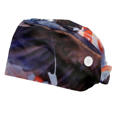 2-Pc,Bouffant Nurse Hats,Scrub Cap Adjustable Scrub Hats with Sweatband,American Flag and Eagle