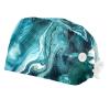 2-Pc,Bouffant Nurse Hats,Scrub Cap Adjustable Scrub Hats with Sweatband,Turquoise Sea Surf view 1