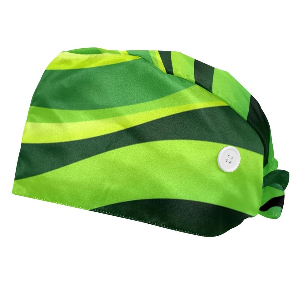 2-Pc,Bouffant Nurse Hats,Scrub Cap Adjustable Scrub Hats with Sweatband,Banana Leaf Frog