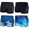 KANAV 4 Pack Men's Athletic Swim Jammers Quick Dry Square Leg Swim Briefs Competitive Swimsuit Black/Blue view 1