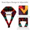 2-Pc,Bouffant Nurse Hats,Scrub Cap Adjustable Scrub Hats with Sweatband,Colorful Letter Abstract Art Pattern view 3