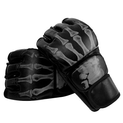 Alomejor Half Finger Sports Gloves PU Leather Workout Gloves with Open Design for Sandbags, Muay Thai, and Taekwondo
