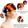 Nurse Scrub Caps,Scrub Hats with Buttons and Cotton Sweatband,American Football in Fire view 3