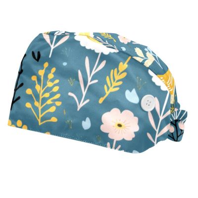 2-Pc,Bouffant Nurse Hats,Scrub Cap Adjustable Scrub Hats with Sweatband,Animal Bunny Chicken Pattern
