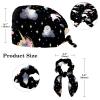 Scrub Hat,Working Head Cover with Buttons and Cotton Sweatband,Unicorn Black and White Cloud view 2