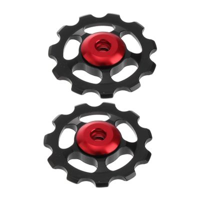 Balacoo 2pcs Rear Derailleur Pulley Bike Rollers Bike Rear Derailleur Bike Chain Guide Deralleur Part Pulley Aluminum Bunny Ears Hat Ear Corrector Bike Parts 11t Guide Wheel Flywheel, Medium, Black